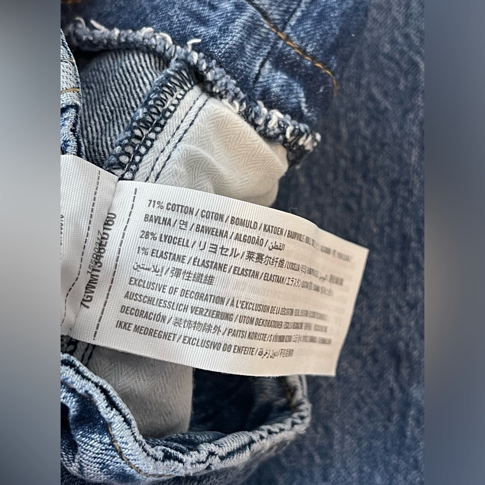 Abercrombie & Fitch Jeans Paper Bag High Rise A&F Mom 25 0S Raw Hem Blue belted - Picture 8 of 9